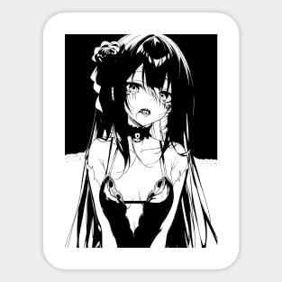 Black and white Gothic Anime Girl Sticker